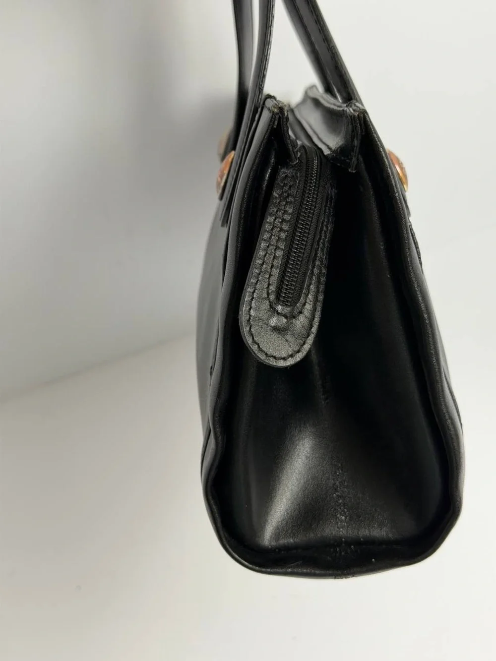 Vintage Longchamp Black Leather Handbag